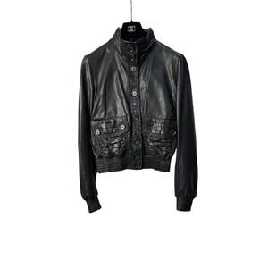 Bottega Veneta Black Leather Jacket Sz.42